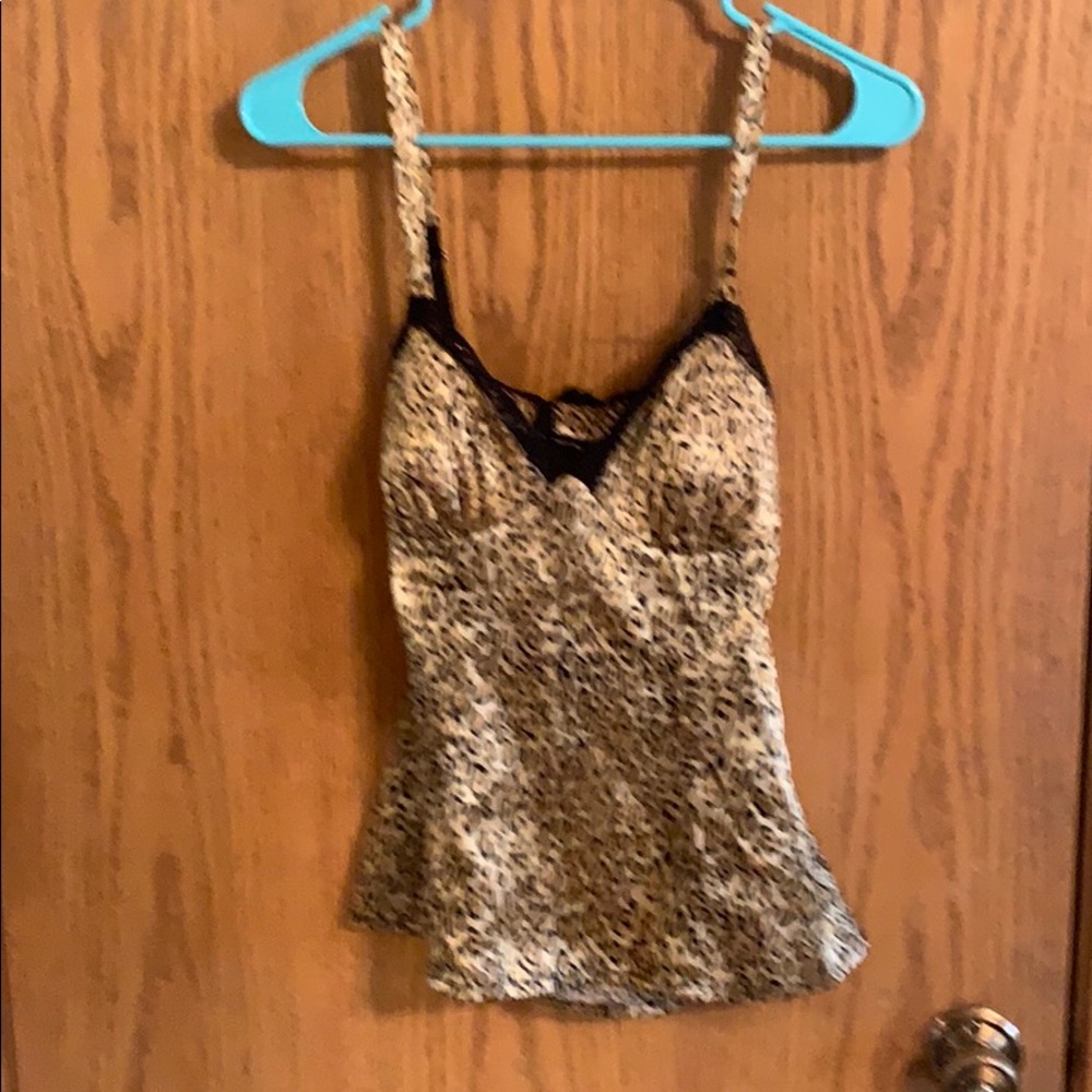 Leopard print silk cami lace lined tank